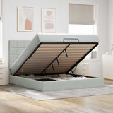Ottoman Bed with Mattresses Light Grey 160x200cm Velvet