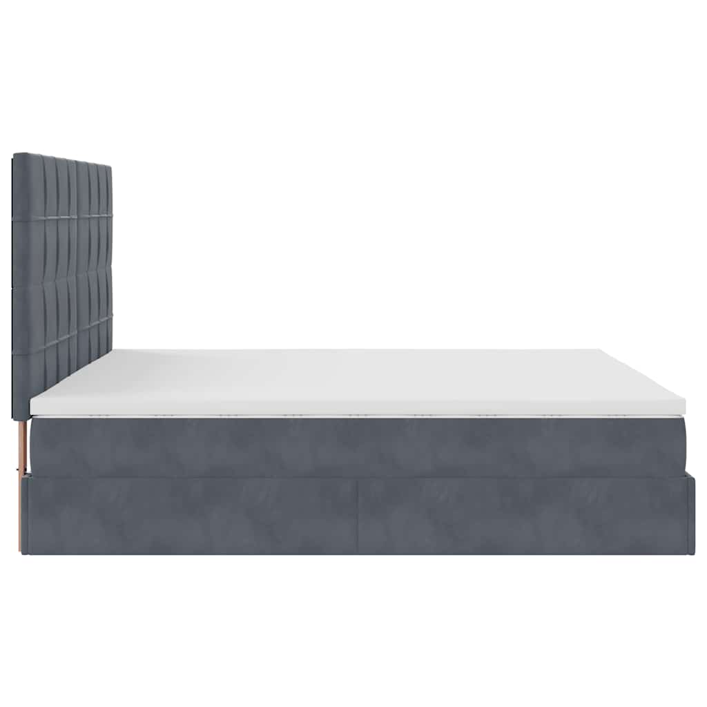 Ottoman Bed with Mattresses Dark Grey 160x200cm Velvet