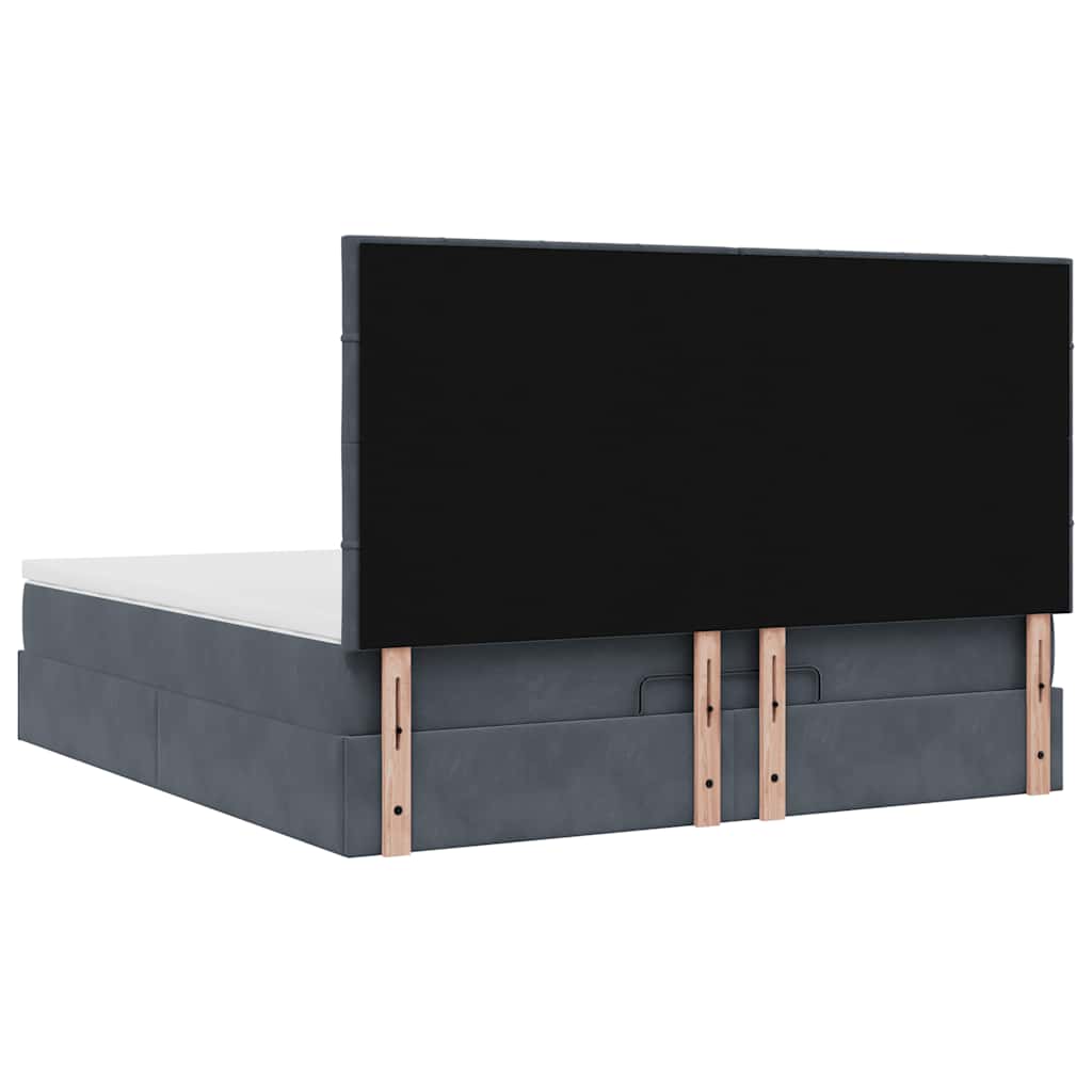 Ottoman Bed with Mattresses Dark Grey 160x200cm Velvet
