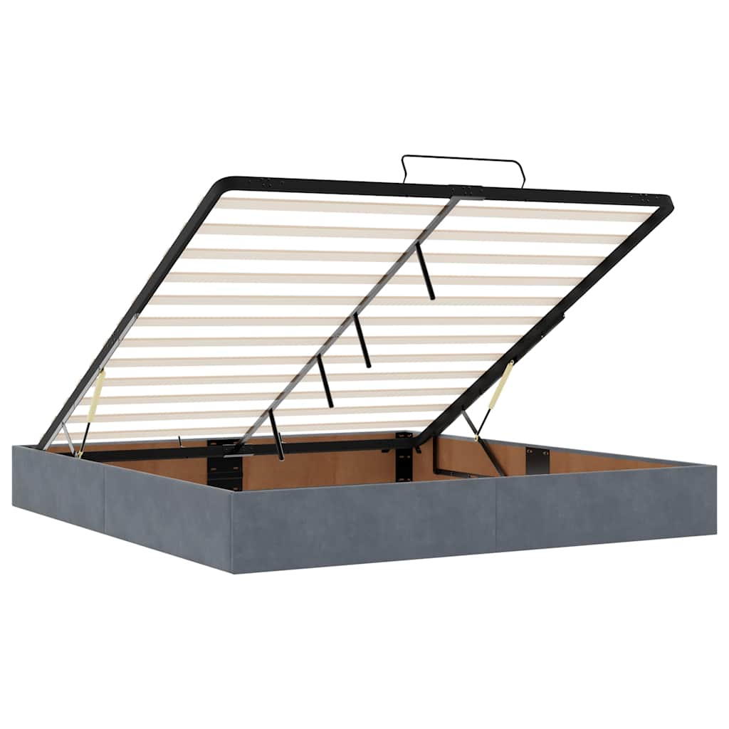 Ottoman Bed with Mattresses Dark Grey 160x200cm Velvet
