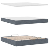 Ottoman Bed with Mattresses Dark Grey 160x200cm Velvet