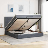 Ottoman Bed with Mattresses Dark Grey 160x200cm Velvet