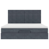 Ottoman Bed with Mattresses Dark Grey 180x200cm Velvet