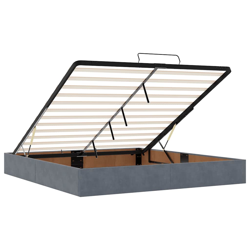Ottoman Bed with Mattresses Dark Grey 180x200cm Velvet