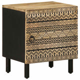 Bed Cabinet Black 40X33.5X46 Cm Solid Rough Wood Mango