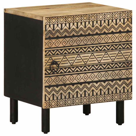 Bed Cabinet Black 40X33.5X46 Cm Solid Rough Wood Mango