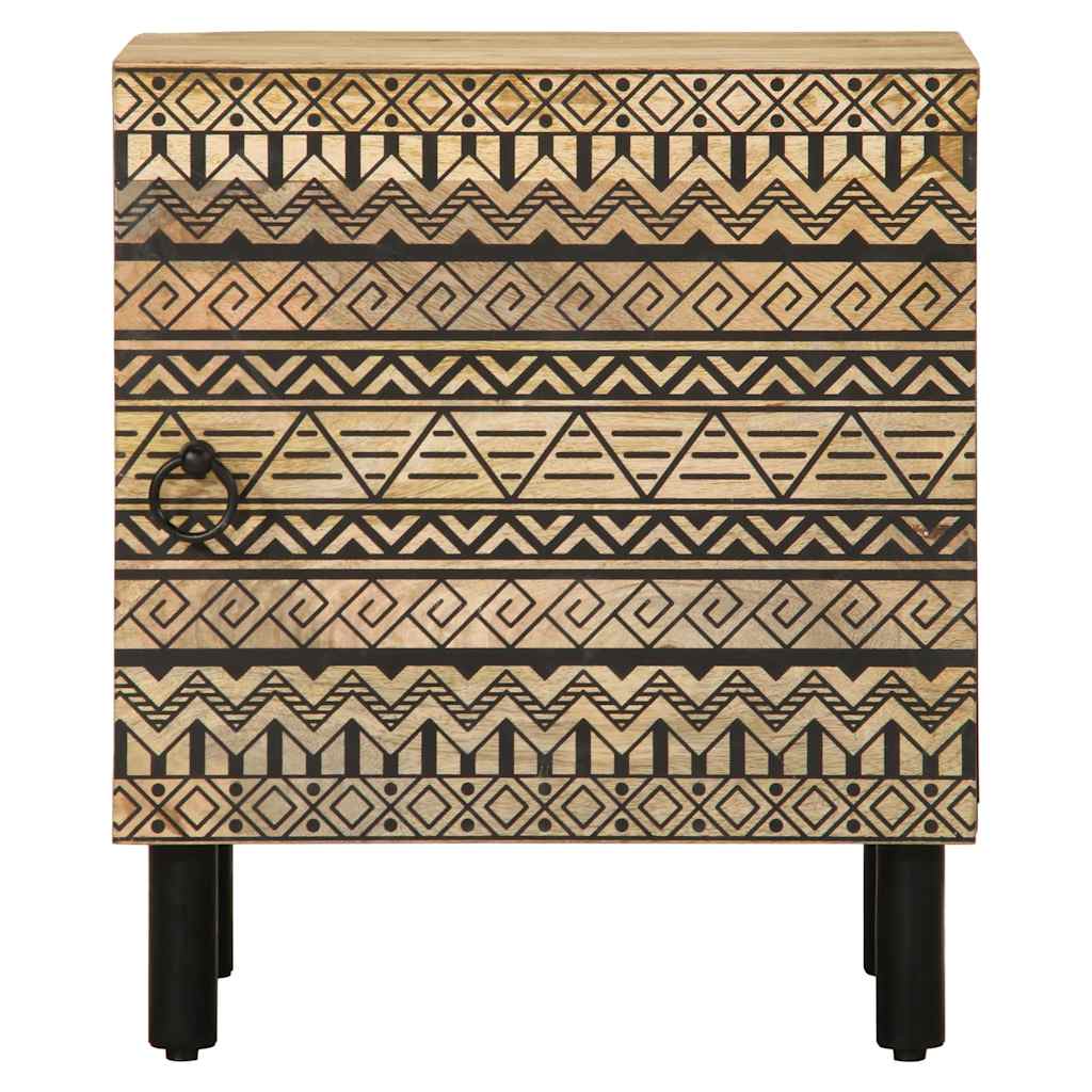 Bed Cabinet Black 40X33.5X46 Cm Solid Rough Wood Mango
