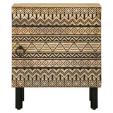 Bed Cabinet Black 40X33.5X46 Cm Solid Rough Wood Mango
