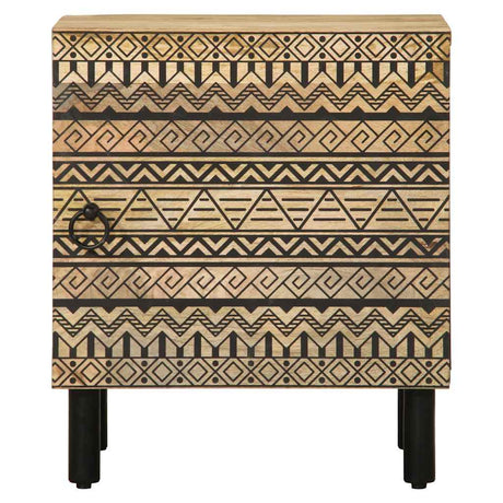 Bed Cabinet Black 40X33.5X46 Cm Solid Rough Wood Mango