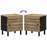 Bed Cabinet Black 40X33.5X46 Cm Solid Rough Wood Mango