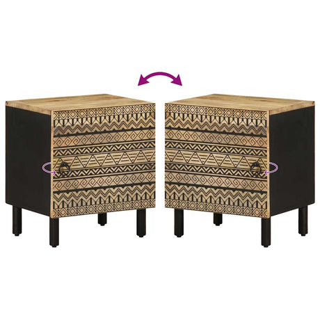 Bed Cabinet Black 40X33.5X46 Cm Solid Rough Wood Mango