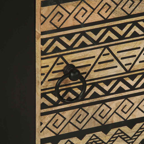 Bed Cabinet Black 40X33.5X46 Cm Solid Rough Wood Mango