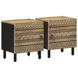 Bed Cabinet Black 40X33.5X46 Cm Solid Rough Wood Mango