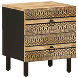Bed Cabinet Black 40X33.5X46 Cm Solid Rough Wood Mango