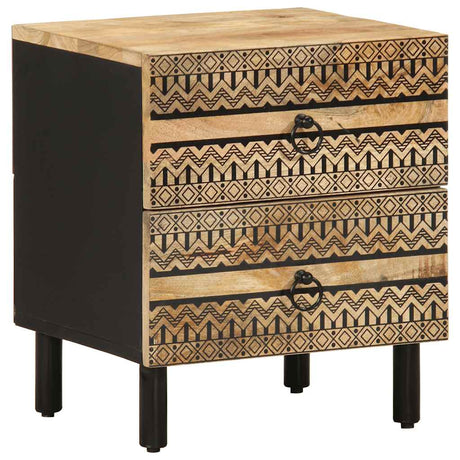 Bed Cabinet Black 40X33.5X46 Cm Solid Rough Wood Mango