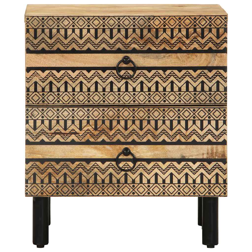 Bed Cabinet Black 40X33.5X46 Cm Solid Rough Wood Mango