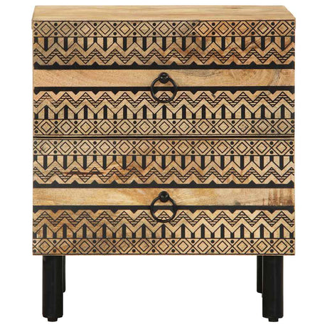 Bed Cabinet Black 40X33.5X46 Cm Solid Rough Wood Mango
