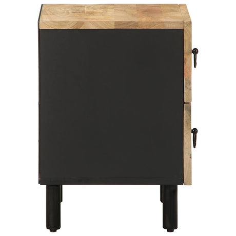 Bed Cabinet Black 40X33.5X46 Cm Solid Rough Wood Mango