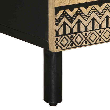 Bed Cabinet Black 40X33.5X46 Cm Solid Rough Wood Mango
