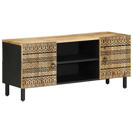 Tv Cabinet Black 105X33.5X46 Cm Solid Rough Wood Mango