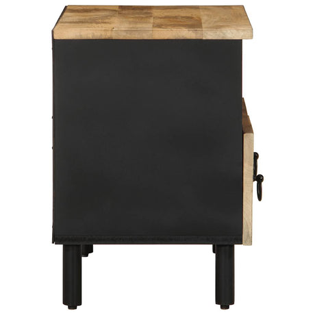 Tv Cabinet Black 70X33.5X46 Cm Solid Rough Wood Mango