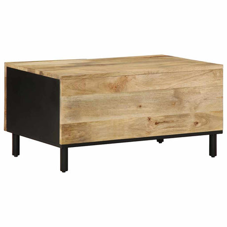 Coffee Table Black 80X50X40 Cm Solid Rough Wood Mango