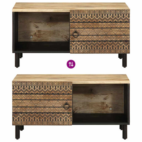 Coffee Table Black 80X50X40 Cm Solid Rough Wood Mango