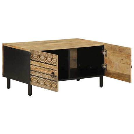 Coffee Table Black 80X50X40 Cm Solid Rough Wood Mango