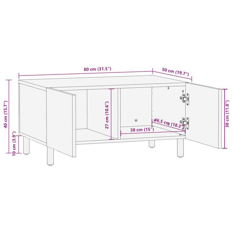 Coffee Table Black 80X50X40 Cm Solid Rough Wood Mango
