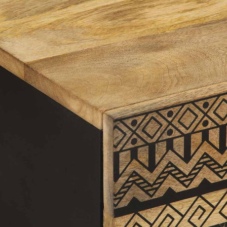 Coffee Table Black 80X50X40 Cm Solid Rough Wood Mango