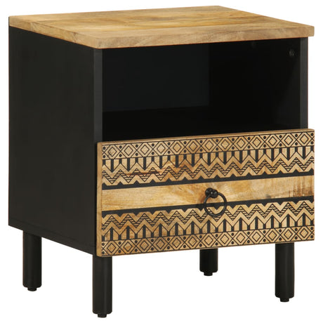 Bed Cabinets 2 Pcs Black 40X33X46 Cm Solid Rough Wood Mango