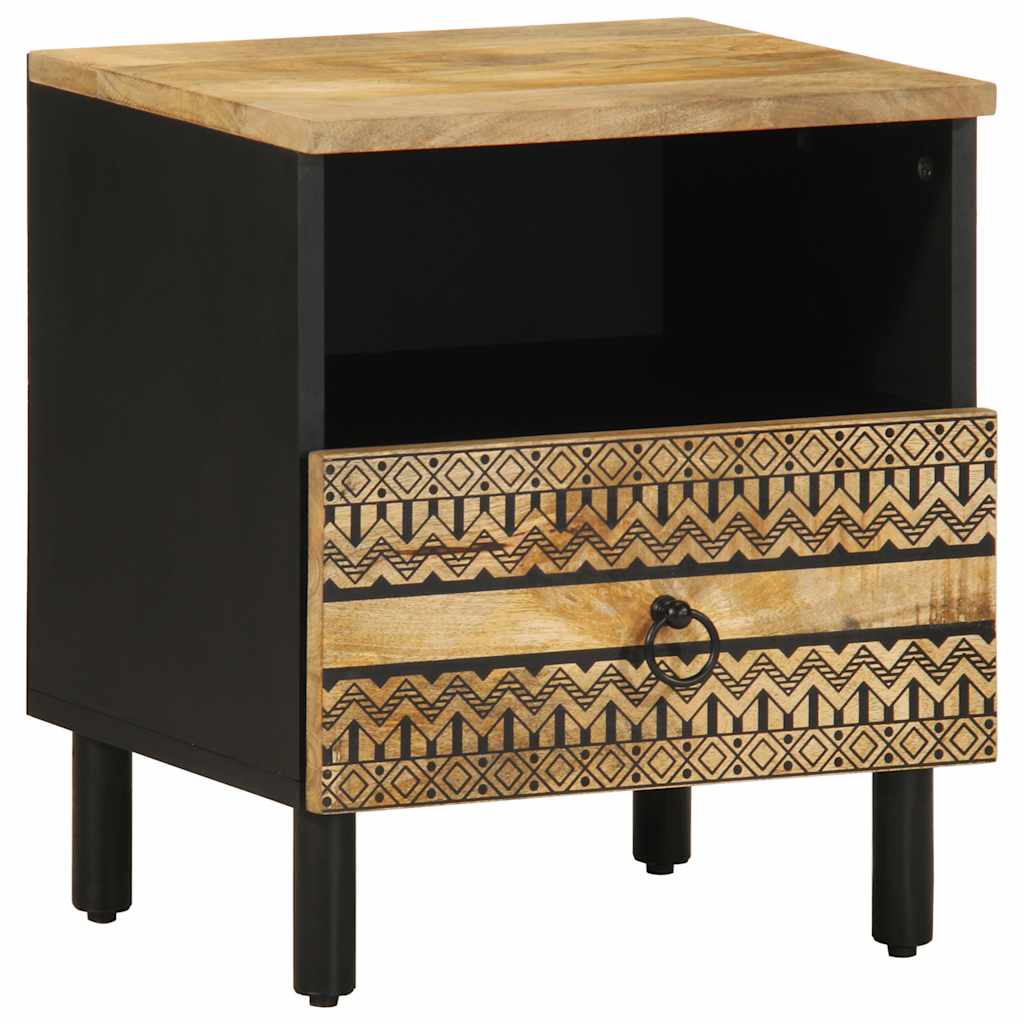 Bed Cabinets 2 Pcs Black 40X33X46 Cm Solid Rough Wood Mango