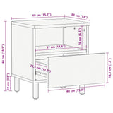 Bed Cabinets 2 Pcs Black 40X33X46 Cm Solid Rough Wood Mango