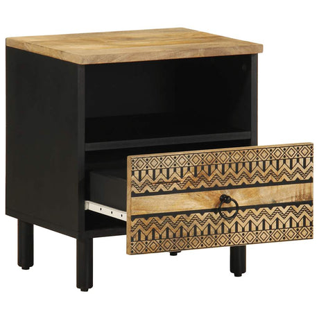 Bed Cabinets 2 Pcs Black 40X33X46 Cm Solid Rough Wood Mango