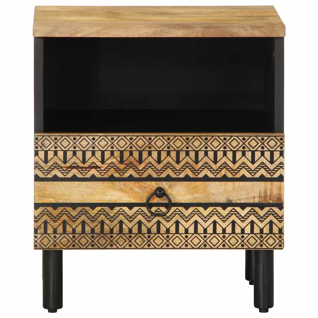 Bed Cabinets 2 Pcs Black 40X33X46 Cm Solid Rough Wood Mango