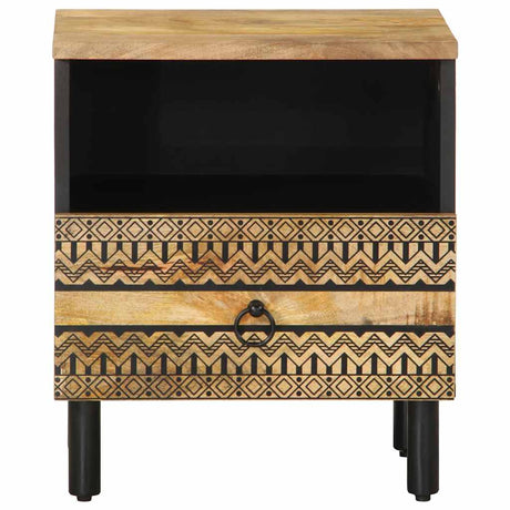 Bed Cabinets 2 Pcs Black 40X33X46 Cm Solid Rough Wood Mango