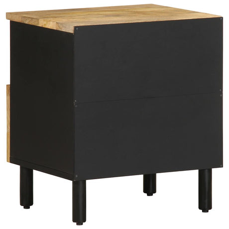 Bed Cabinets 2 Pcs Black 40X33X46 Cm Solid Rough Wood Mango