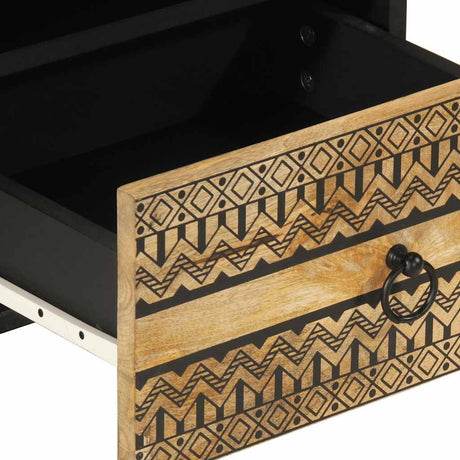 Bed Cabinets 2 Pcs Black 40X33X46 Cm Solid Rough Wood Mango