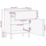 Bed Cabinet Black 50X33X60 Cm Solid Rough Wood Mango