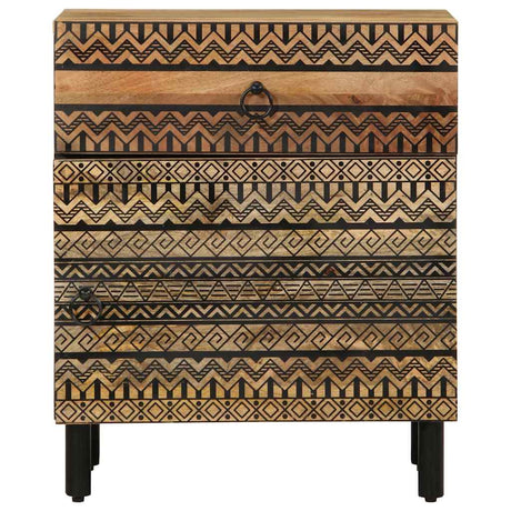 Bed Cabinet Black 50X33X60 Cm Solid Rough Wood Mango