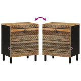Bed Cabinet Black 50X33X60 Cm Solid Rough Wood Mango