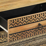 Bed Cabinet Black 50X33X60 Cm Solid Rough Wood Mango