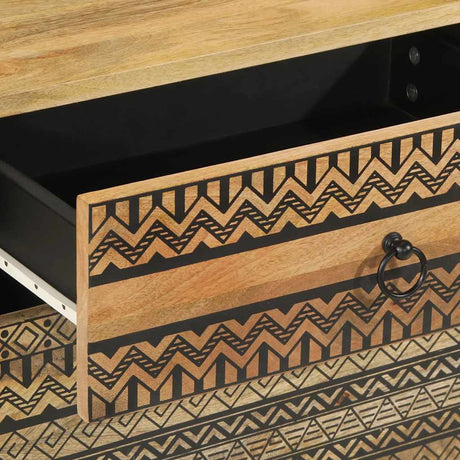 Bed Cabinet Black 50X33X60 Cm Solid Rough Wood Mango