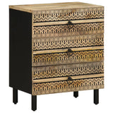 Bed Cabinet Black 50X33X62 Cm Solid Rough Wood Mango