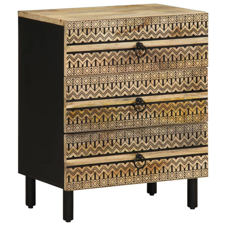 Bed Cabinet Black 50X33X62 Cm Solid Rough Wood Mango