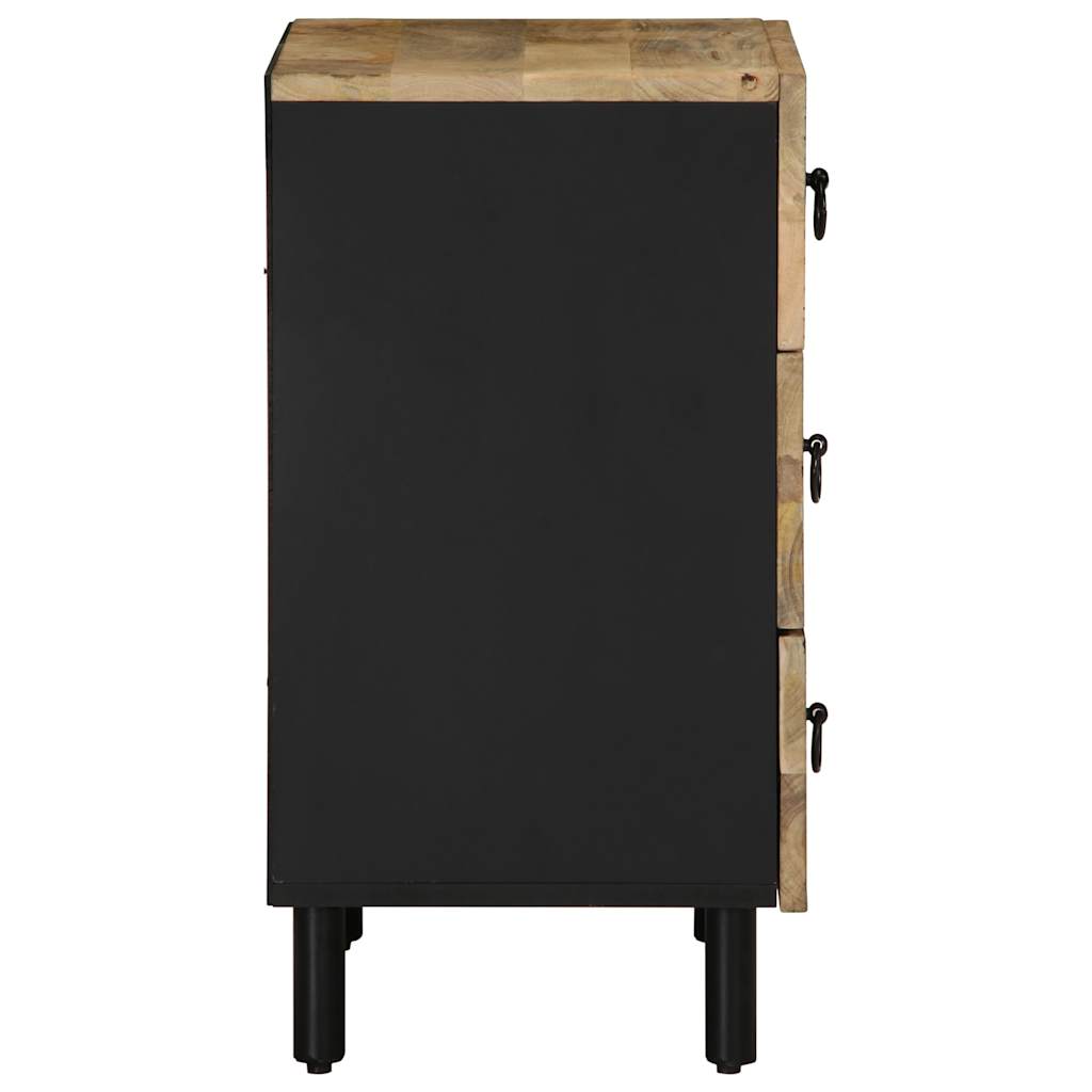 Bed Cabinet Black 50X33X62 Cm Solid Rough Wood Mango