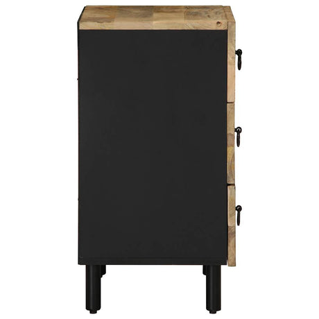 Bed Cabinet Black 50X33X62 Cm Solid Rough Wood Mango