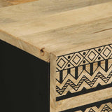 Bed Cabinet Black 50X33X62 Cm Solid Rough Wood Mango