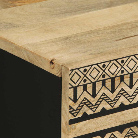 Bed Cabinet Black 50X33X62 Cm Solid Rough Wood Mango
