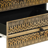 Bed Cabinet Black 50X33X62 Cm Solid Rough Wood Mango